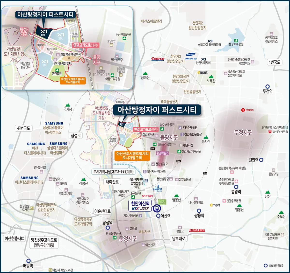 아산 탕정 지도